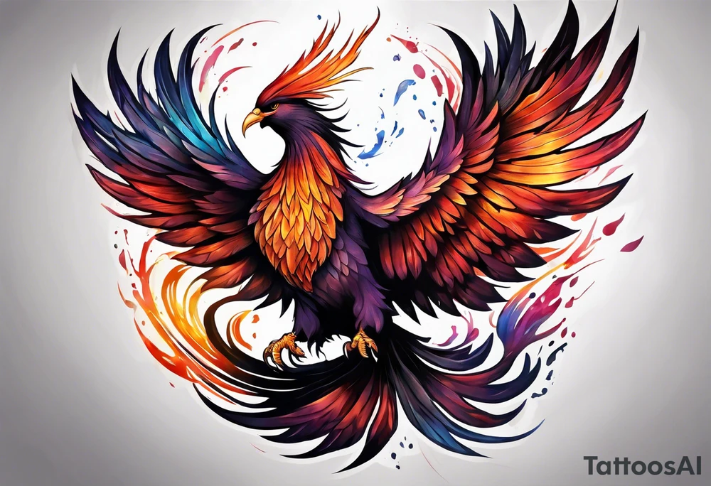 Rising phoenix against dark background, from forearm to shoulder. tattoo idea