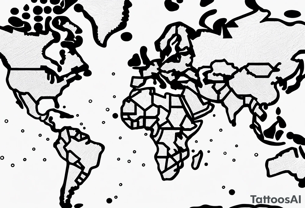 the earth with a flat map design without borders with light shading tattoo idea the earth with a flat map design without borders with light shading tattoo idea