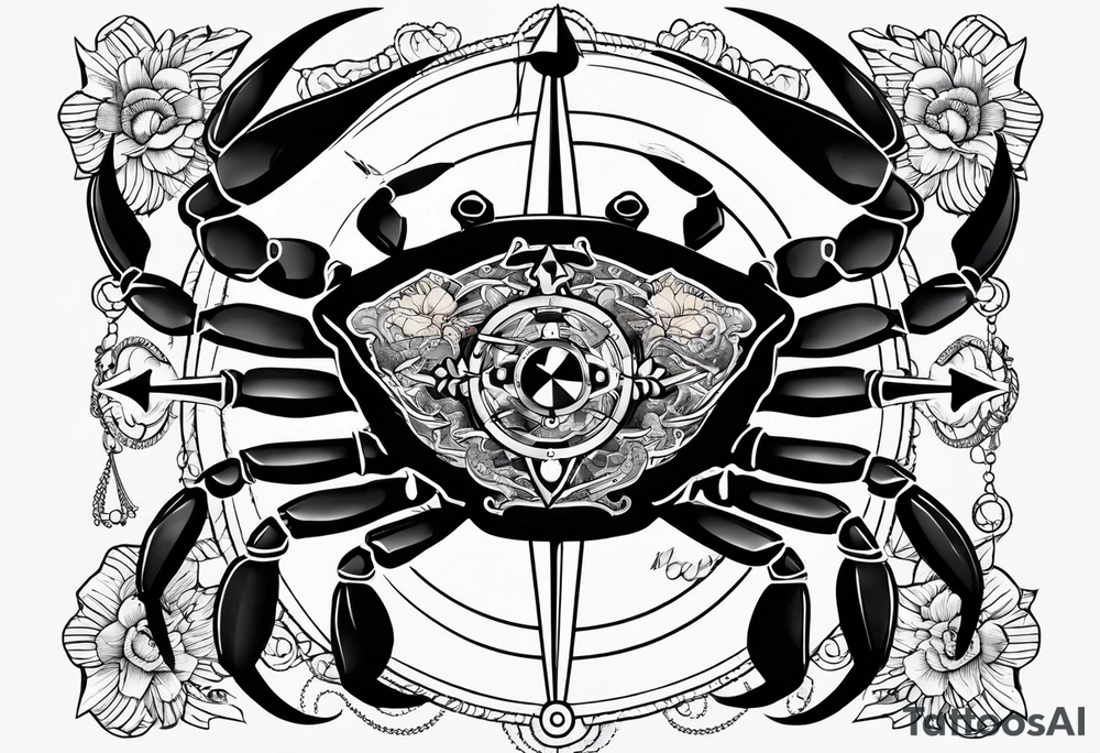 Crab Compass Arrow tattoo idea