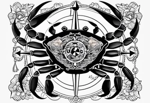 Crab Compass Arrow tattoo idea