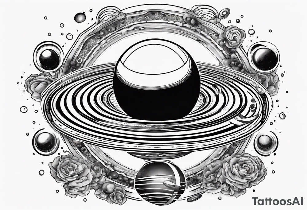 saturn with rings filled with alcohol tattoo idea