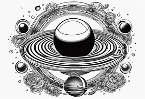 saturn with rings filled with alcohol tattoo idea