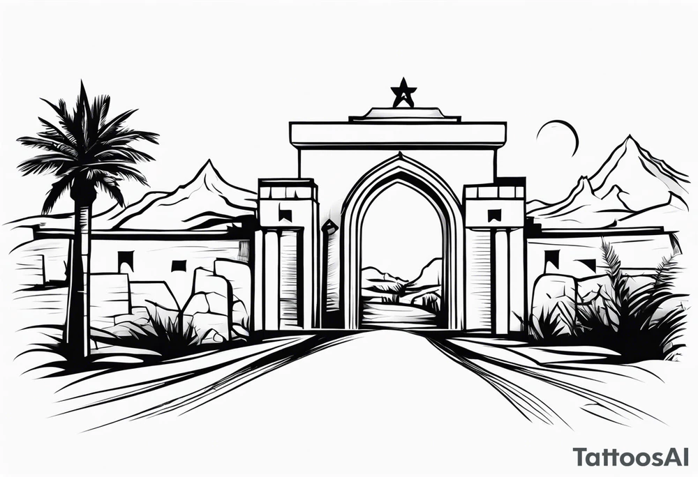 israel town gate vector tattoo idea