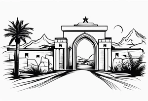 israel town gate vector tattoo idea