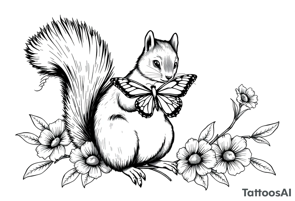 A Squirrel holding butterfly tattoo idea