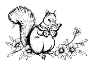 A Squirrel holding butterfly tattoo idea