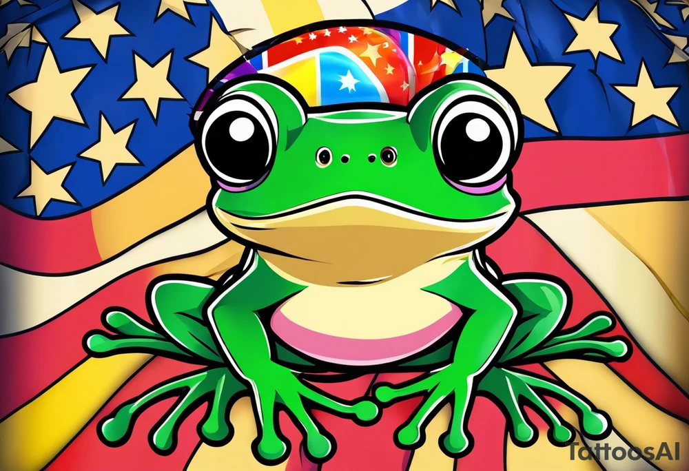 cute frog pride flag tattoo idea
