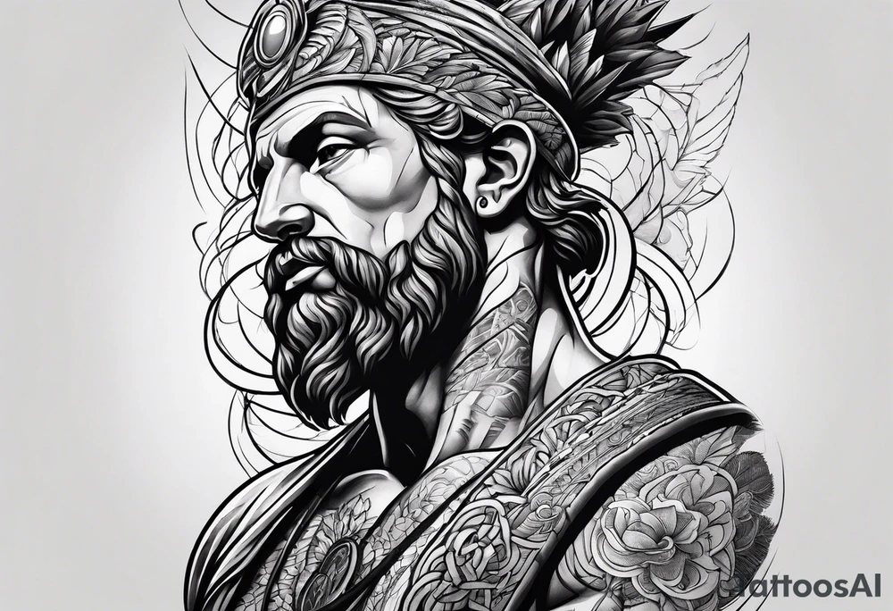 Creation of Adam muscular stoic tattoo idea