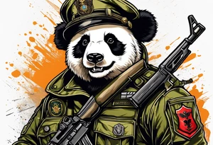Combat Panda in mordern german army clothes tattoo idea