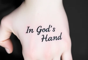 In God's Hand, With the words looking like they are coming at you with bold background tattoo idea
