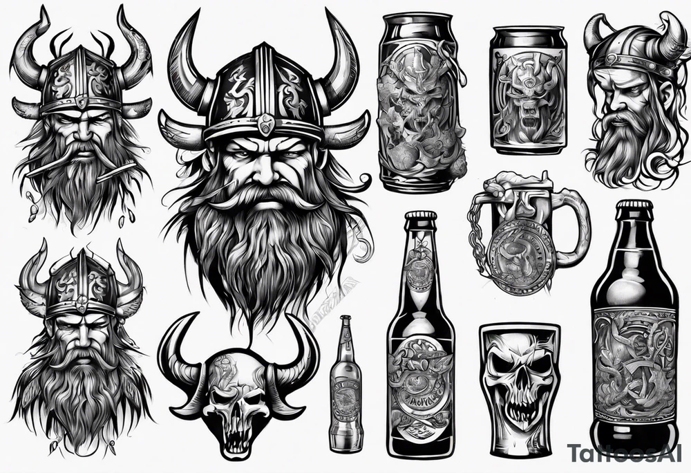 Viking drinking beer tattoo idea