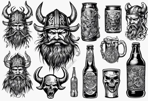 Viking drinking beer tattoo idea