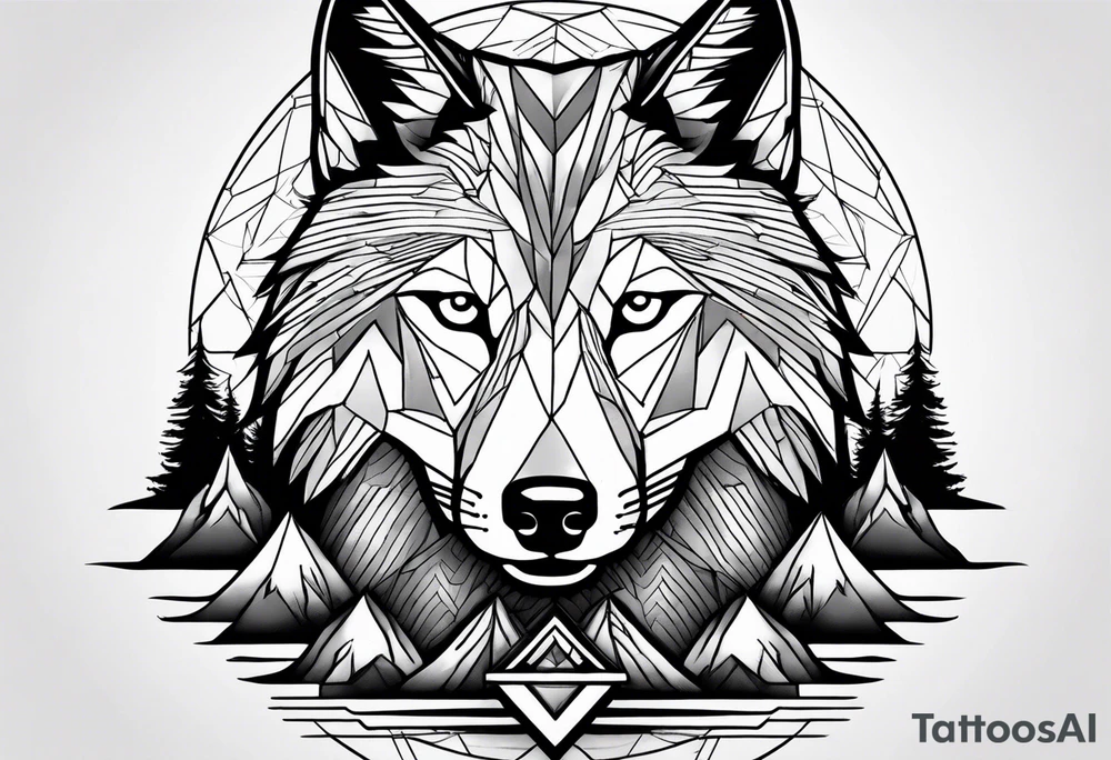 Mountains, wolf under tattoo idea