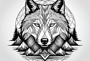Mountains, wolf under tattoo idea