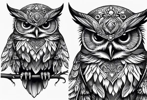 owl dressed up as a ghost tattoo idea
