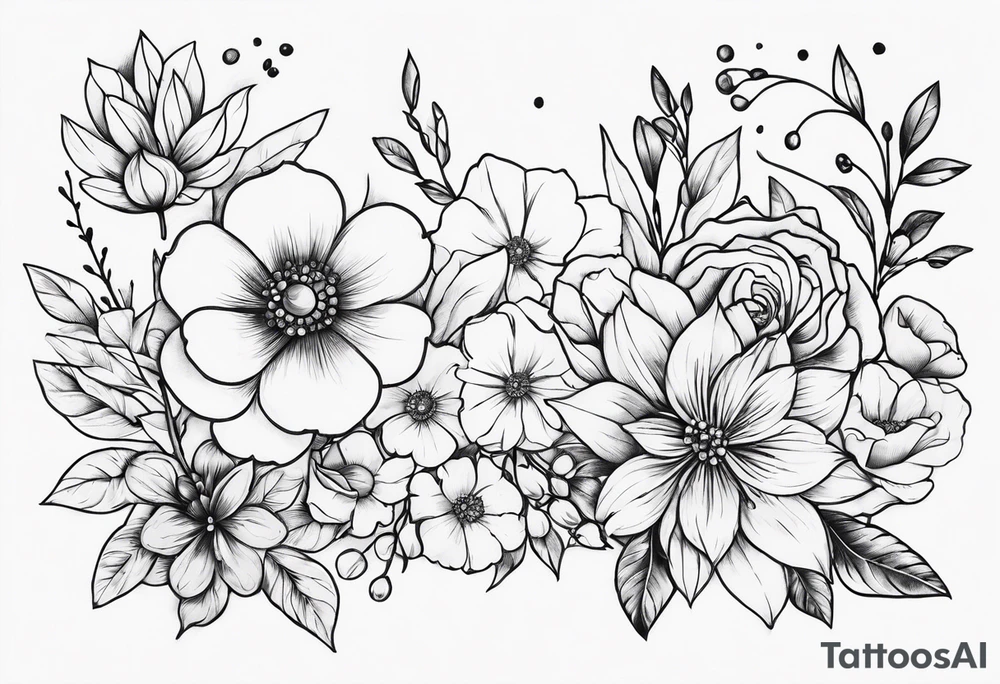 Beautiful flowers and jewelry tattoo idea