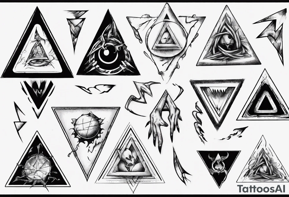 Triangle with a claw inside looking like its coming out tattoo idea