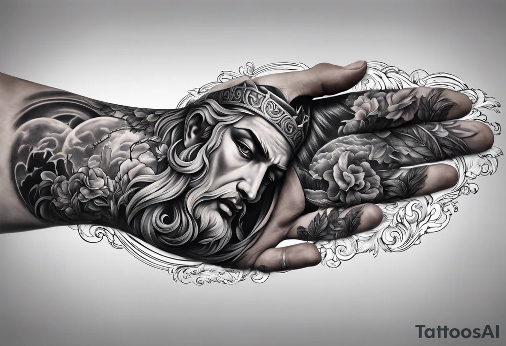 full left arm sleeve with greek mythology for men tattoo idea