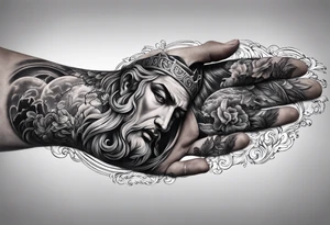 full left arm sleeve with greek mythology for men tattoo idea