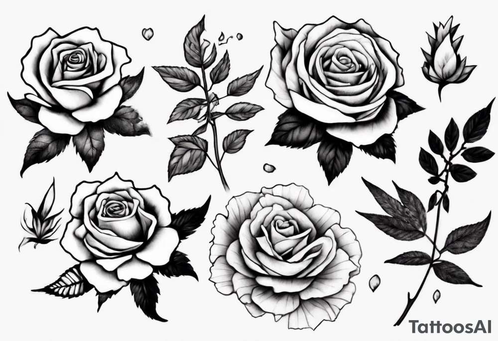 Rosas con una hoja de mota tattoo idea