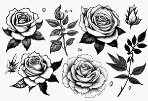 Rosas con una hoja de mota tattoo idea