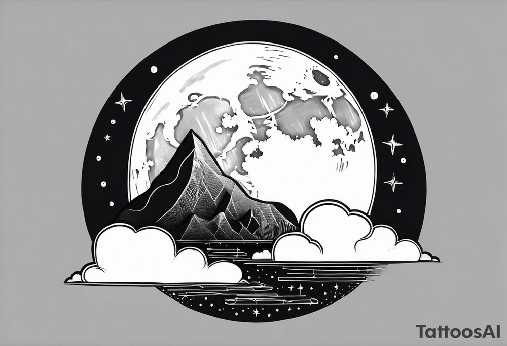 Moon with cloud tattoo idea