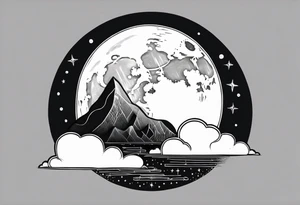 Moon with cloud tattoo idea