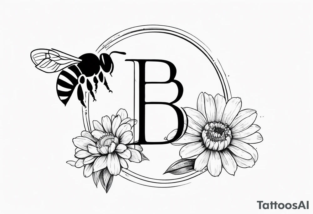 Letter B and A bee symbolizing facing fears and best friendship with the letter tattoo idea