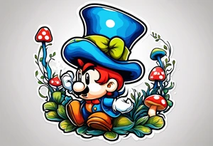 Madhatter blue mushroom mario tattoo idea
