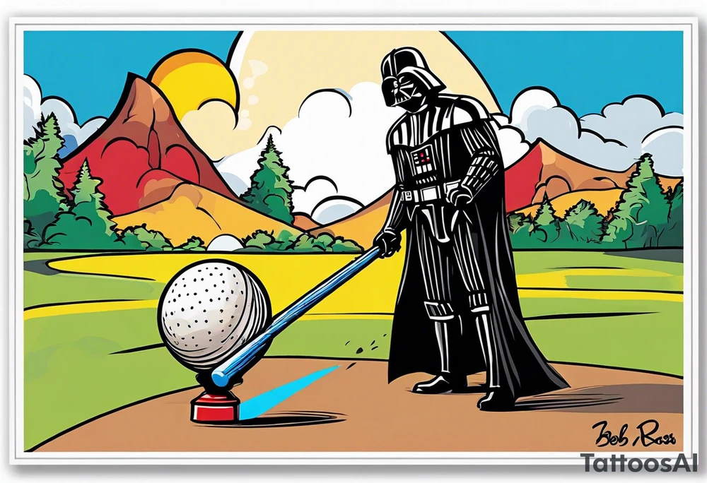 Darth Vader playing croquet with Bob Ross tattoo idea