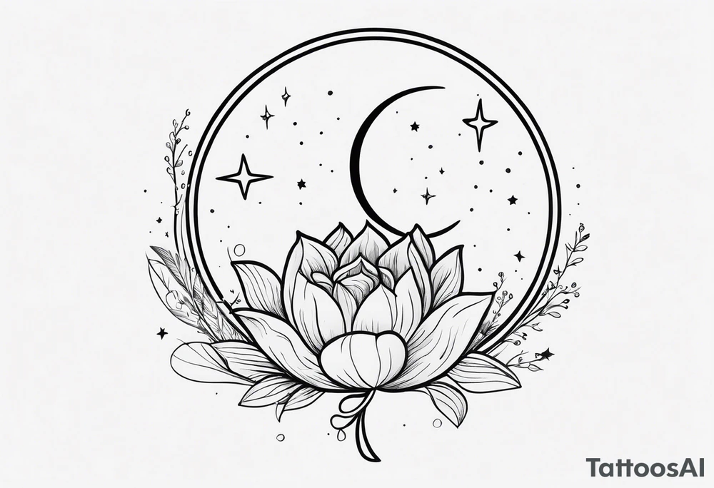 A eternal love flower
name “Samson” in cursive
 moon phases and stars tattoo idea