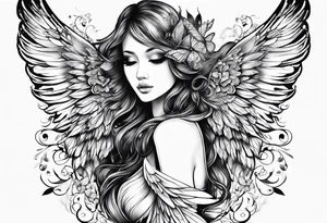 Angel wings and butterfly with your wings were ready but my heart was mot tattoo idea