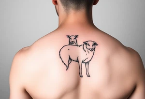 Wolf and sheep as one hybrid 
animal tattoo idea