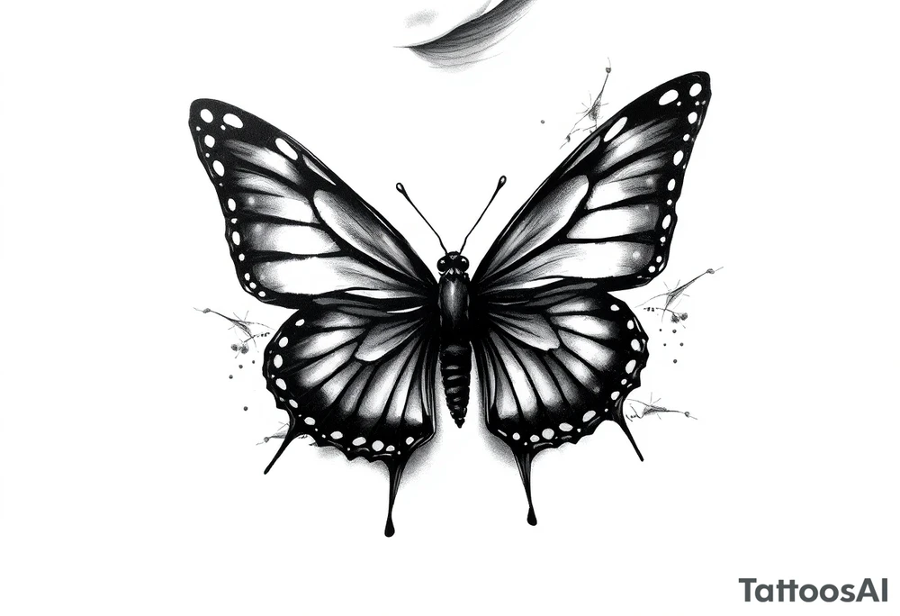 Dark Butterfly tattoo on a neck tattoo idea