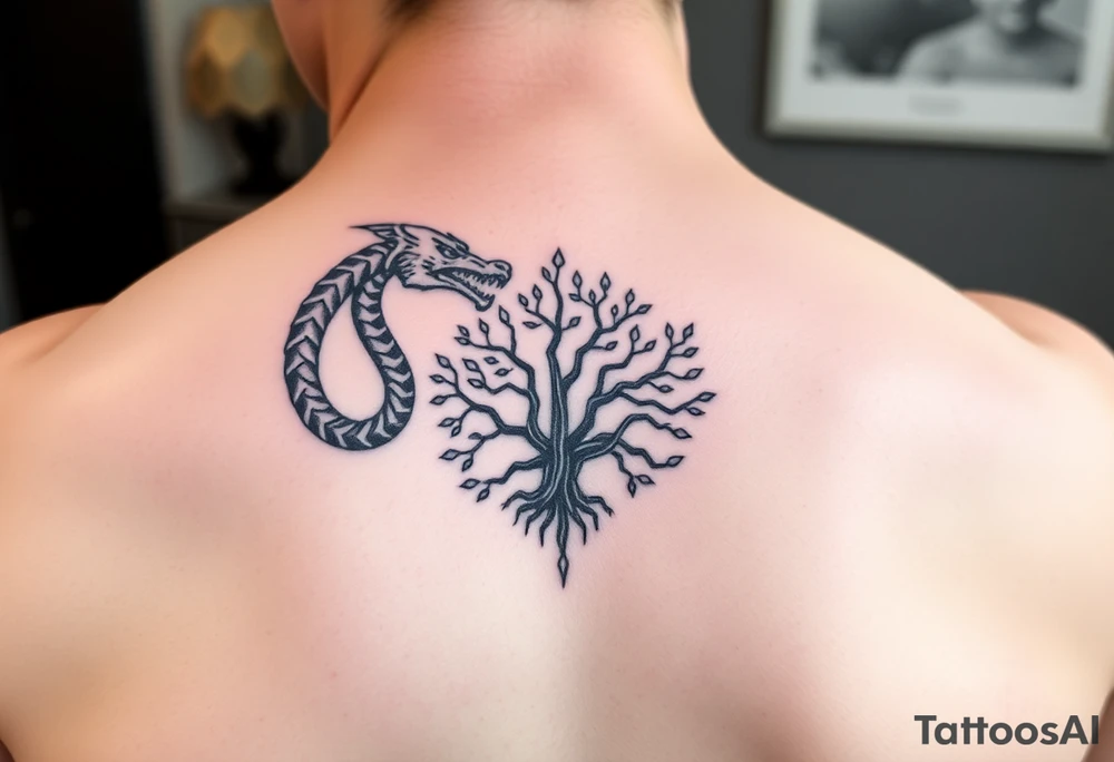 oroboros and tree of life tattoo idea