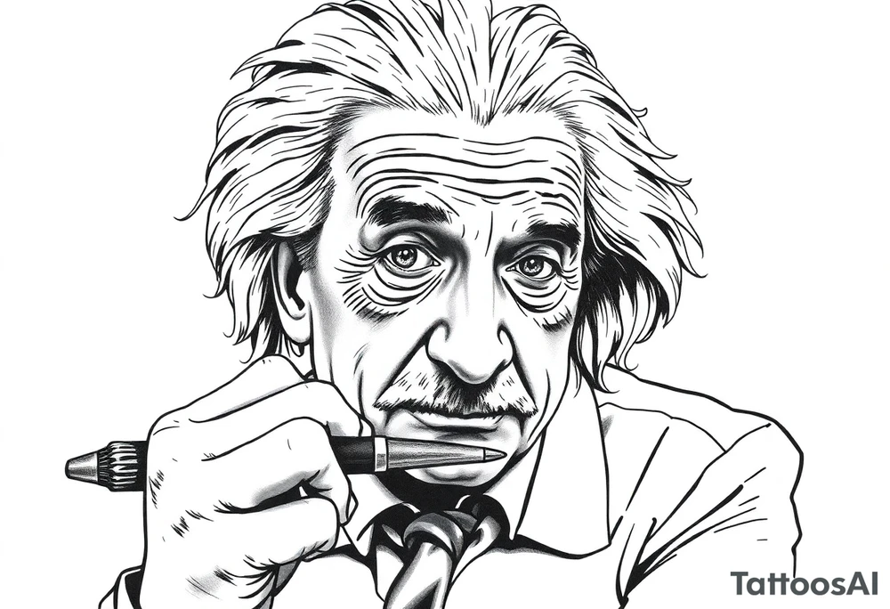 Einstein using a embosser tattoo idea