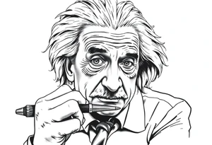 Einstein using a embosser tattoo idea