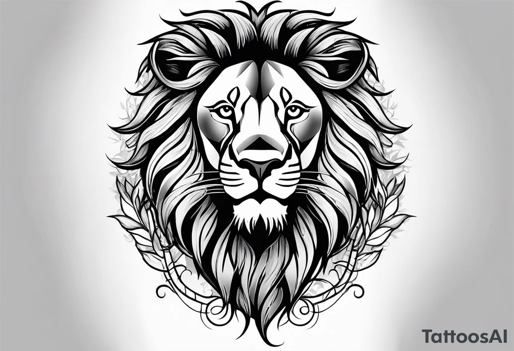 lion meshed with woman tattoo idea