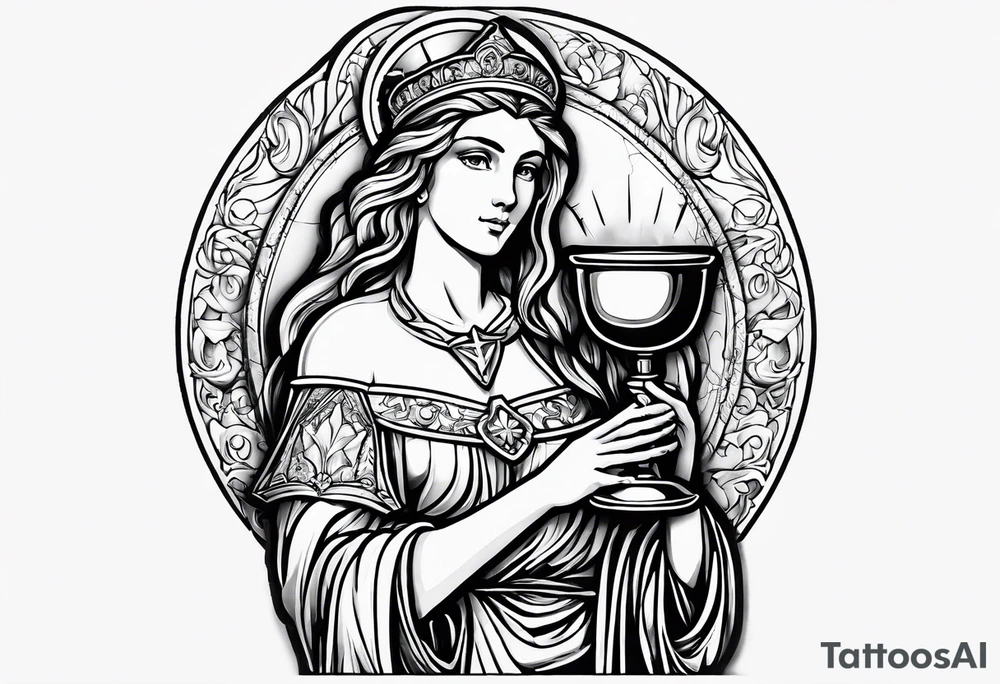 Saint Barbara holding a chalice tattoo idea