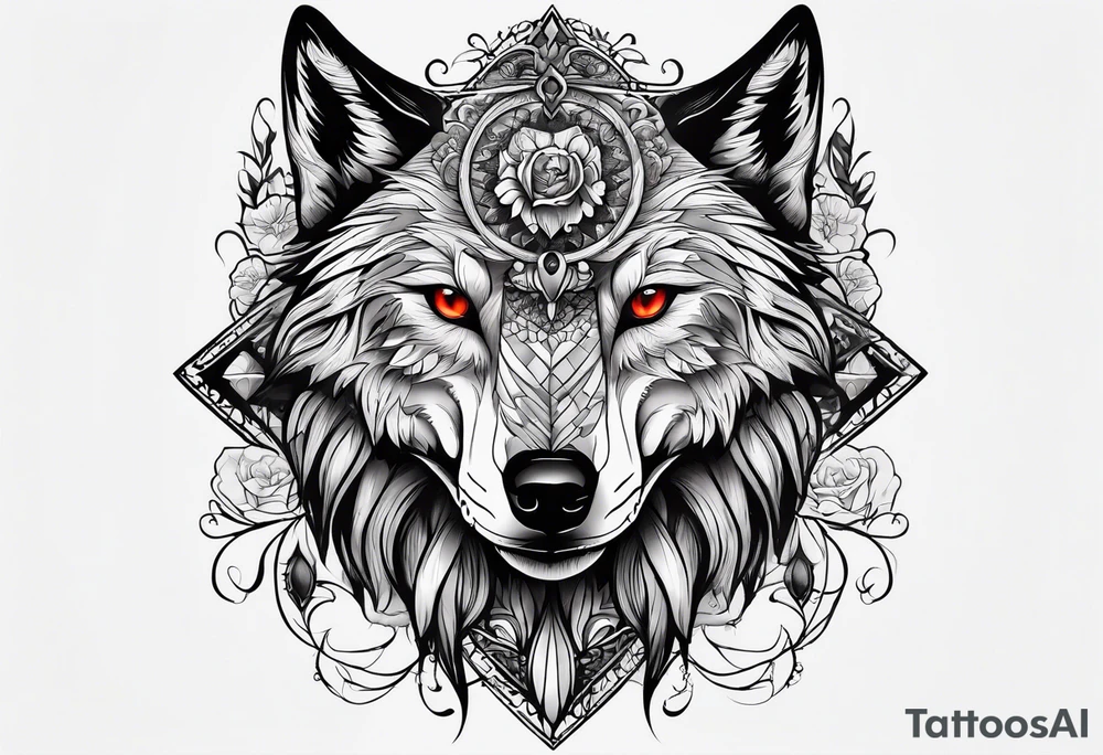 Wolf skull tattoo idea