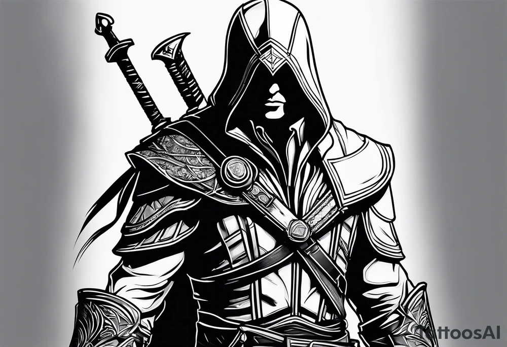 assassins creed character that is in the style of tron tattoo idea