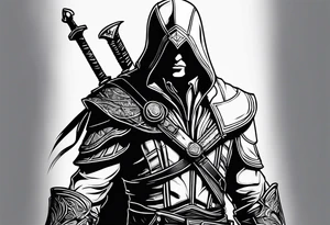 assassins creed character that is in the style of tron tattoo idea