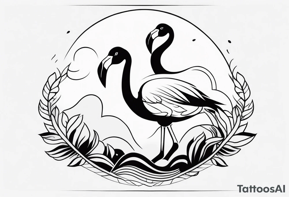 cute flamingo tattoo idea