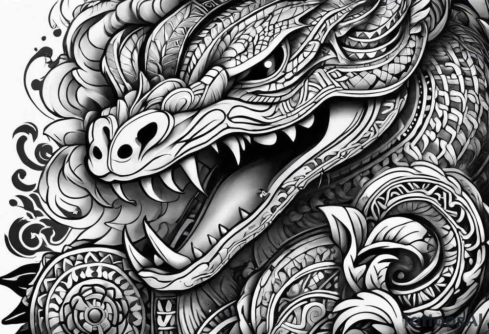 aztec kukulkan snake sleeve tattoo idea