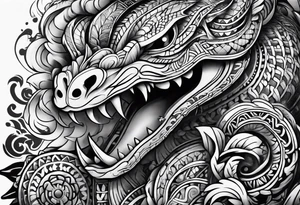 aztec kukulkan snake sleeve tattoo idea