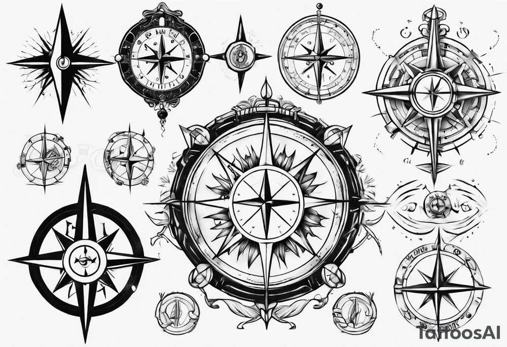 Gemini and compass tattoo idea