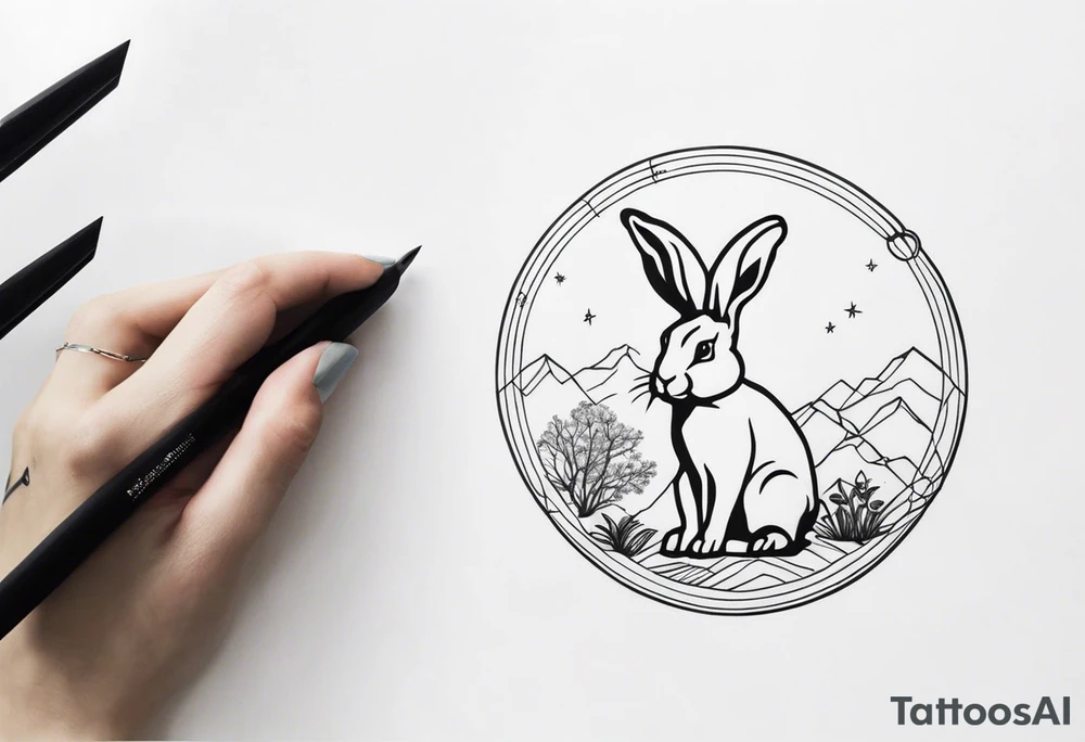 Earth rabbit zodiac sighn tattoo idea