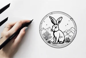 Earth rabbit zodiac sighn tattoo idea