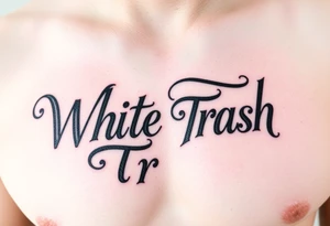 lettering White Trash with fancy flourish around it tattoo idea