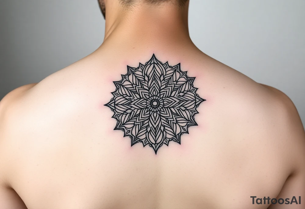 intricate mandala with sacred geometry and cosmic elements tattoo idea
